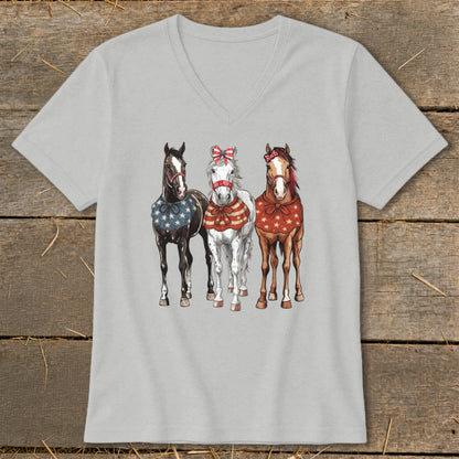 Pretty Patriot Horses V-neck