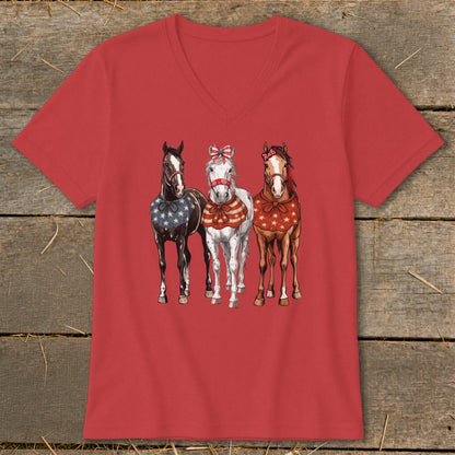 Pretty Patriot Horses V-neck