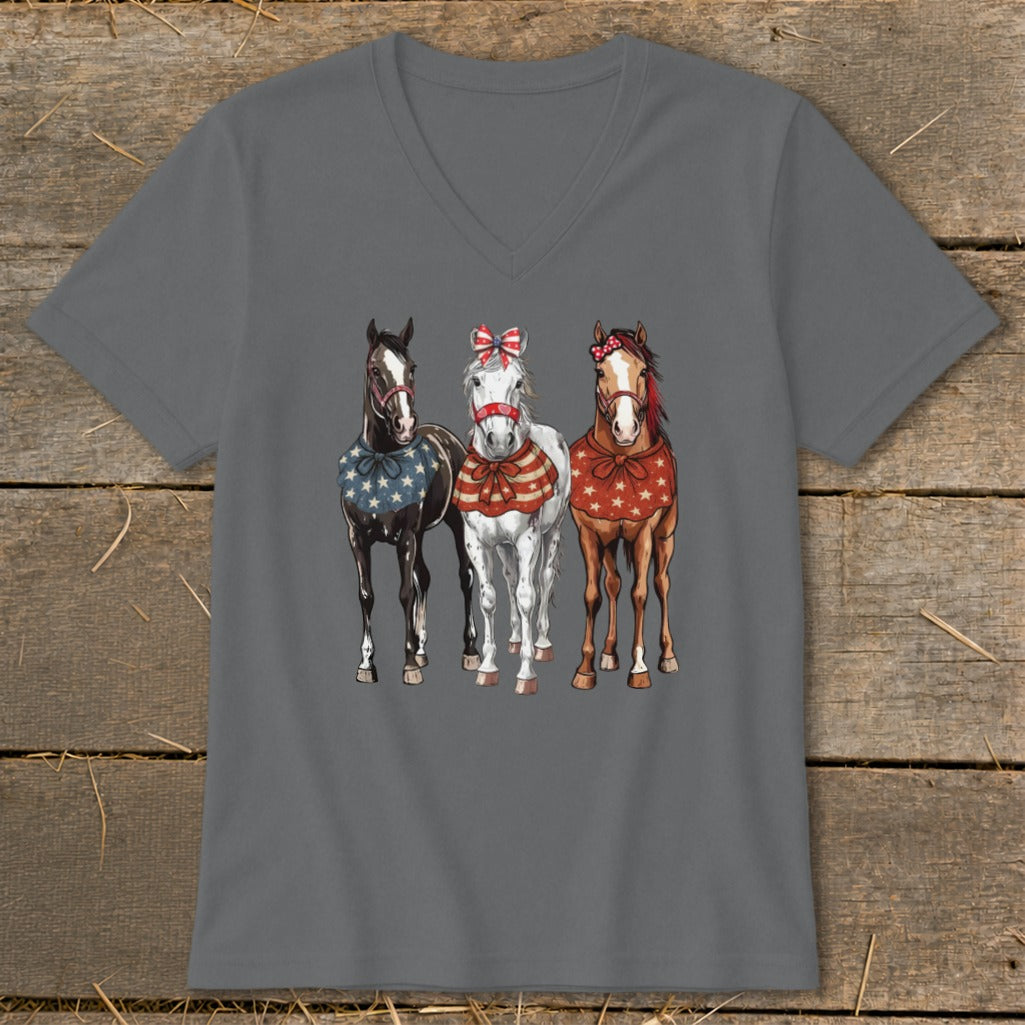 Pretty Patriot Horses V-neck