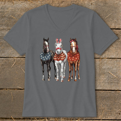Pretty Patriot Horses V-neck