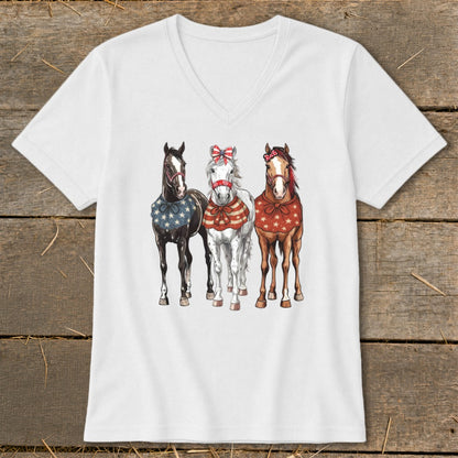 Pretty Patriot Horses V-neck