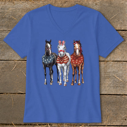 Pretty Patriot Horses V-neck