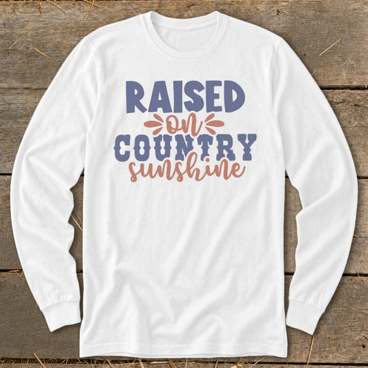 Raised on Country Long Sleeve Tee - White
