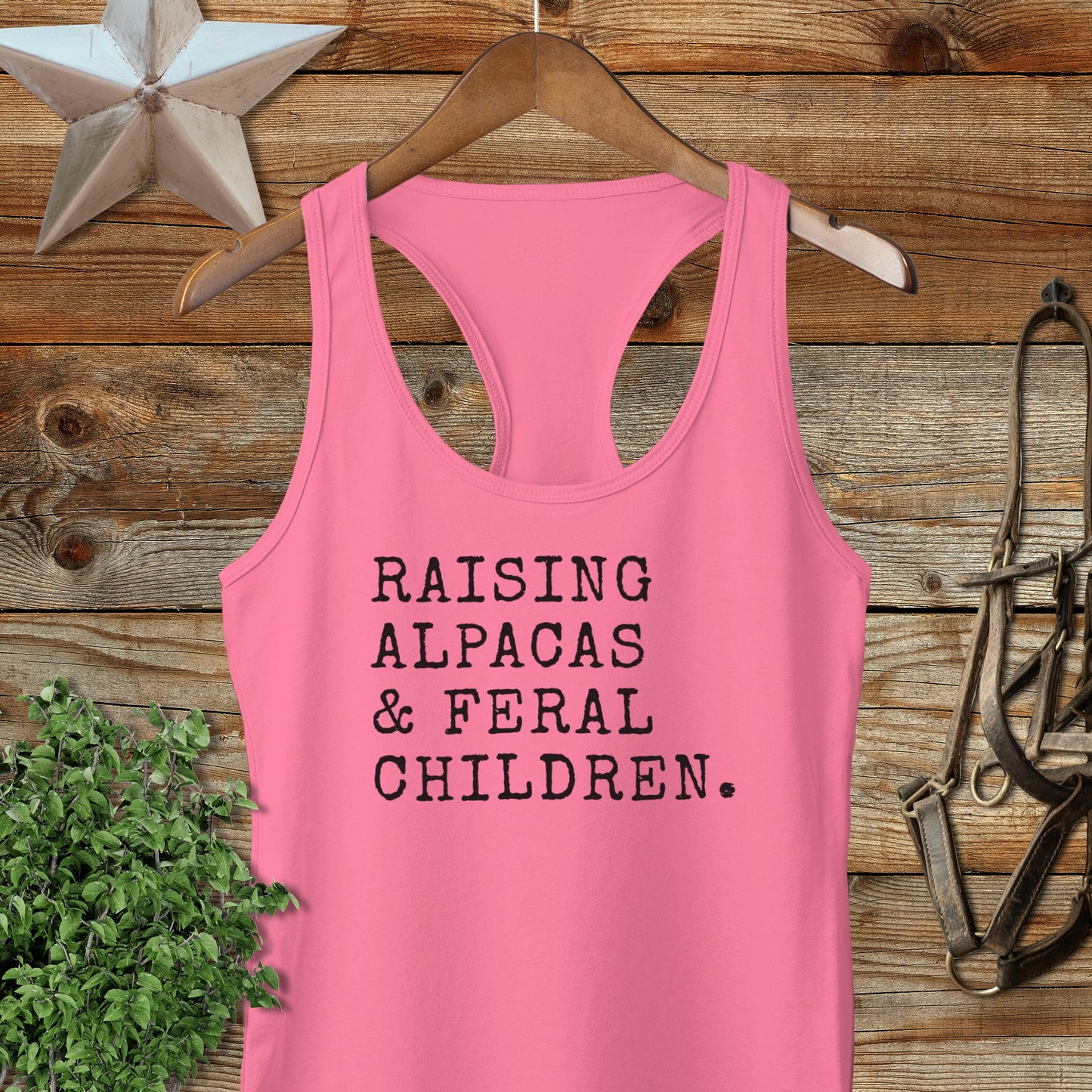 Raising Alpacas & Feral Children Racerback Tank