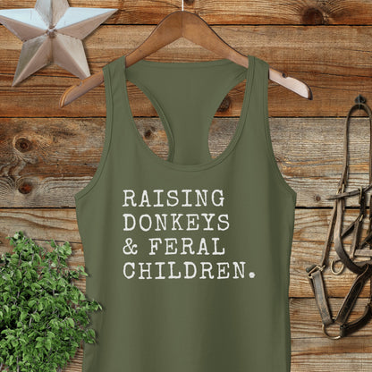Raising Donkeys & Feral Children Racerback Tank
