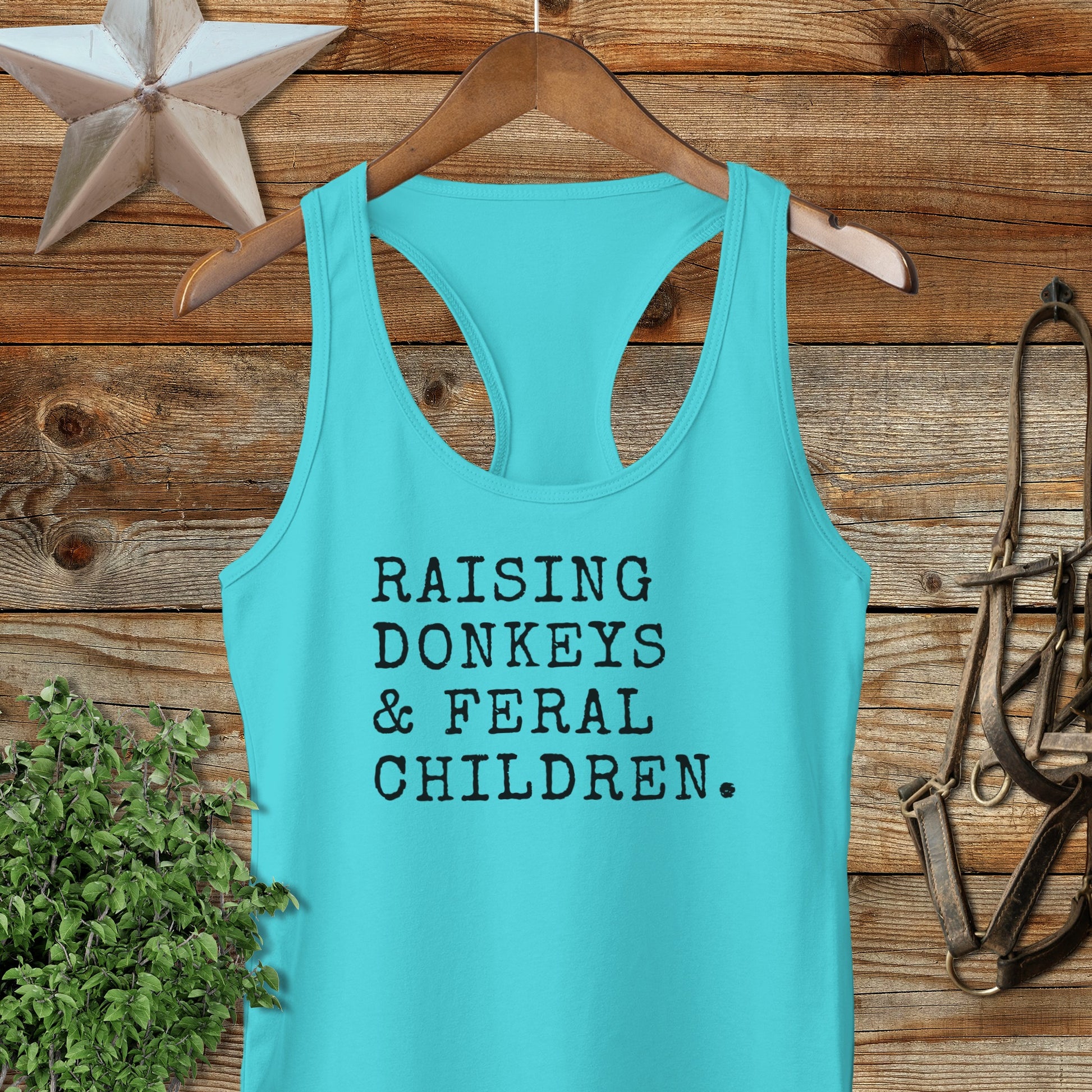 Raising Donkeys & Feral Children Racerback Tank