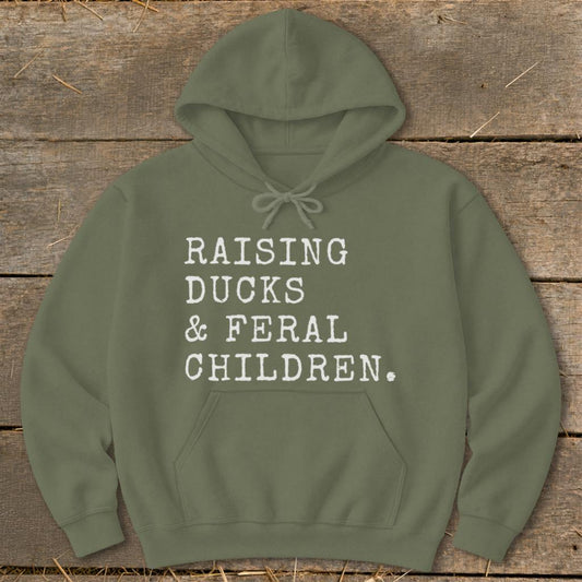 Raising Ducks  Feral Children Hoodie - Military Green