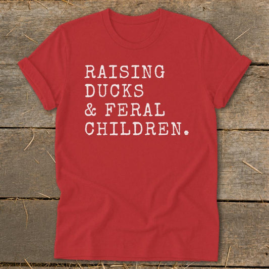 Raising Ducks  Feral Children Softstyle Tee - Red
