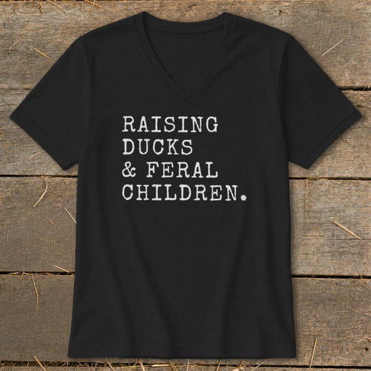 Raising Ducks  Feral Children V-neck - Black