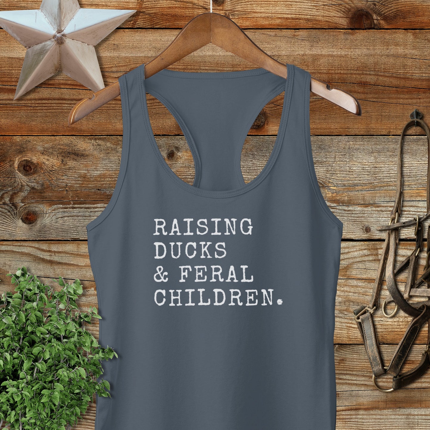Raising Ducks & Feral Children Racerback Tank