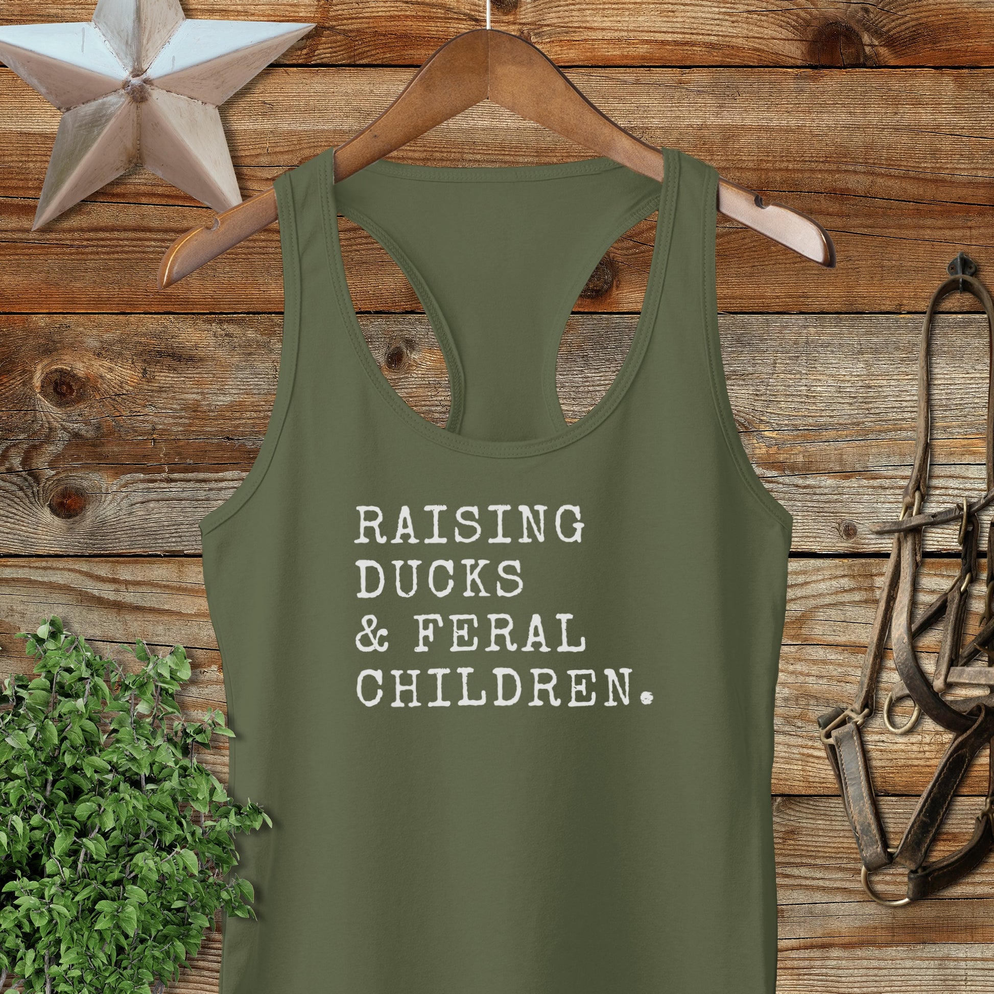 Raising Ducks & Feral Children Racerback Tank