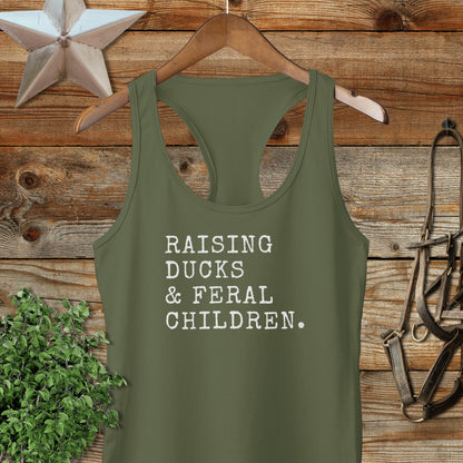 Raising Ducks & Feral Children Racerback Tank