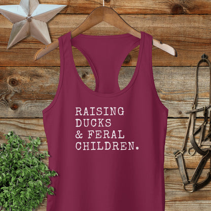 Raising Ducks & Feral Children Racerback Tank