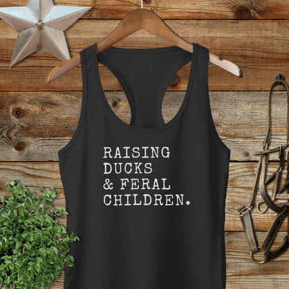 Raising Ducks & Feral Children Racerback Tank