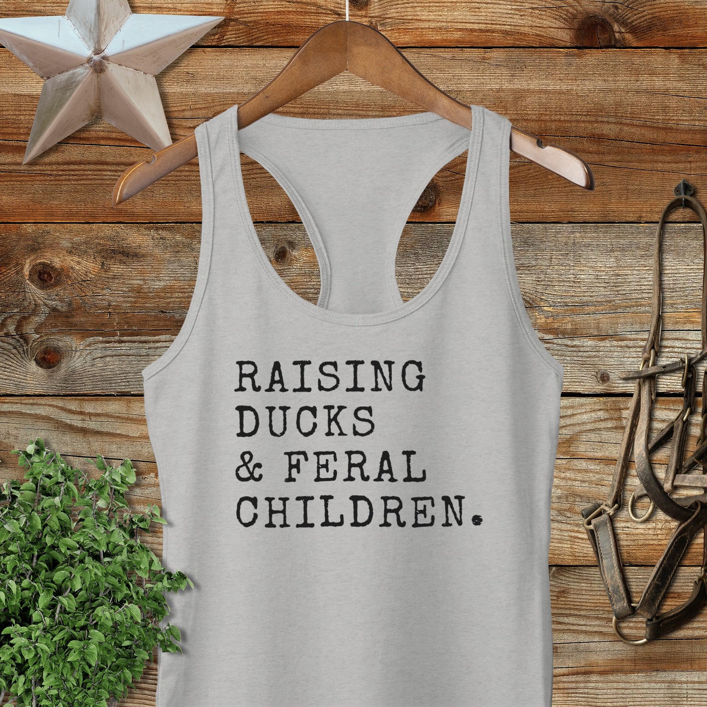 Raising Ducks & Feral Children Racerback Tank