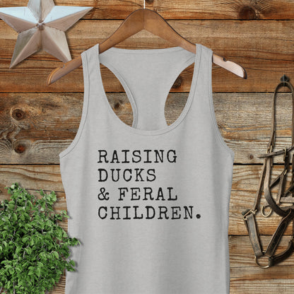 Raising Ducks & Feral Children Racerback Tank