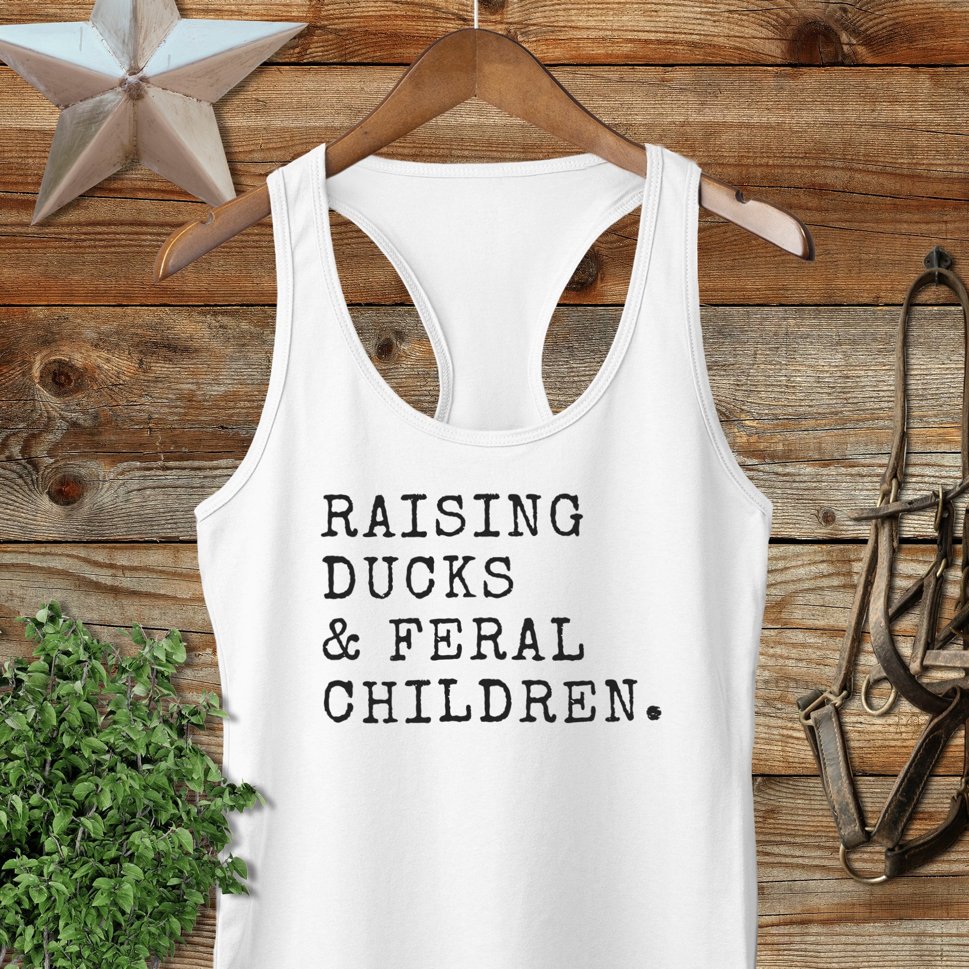 Raising Ducks & Feral Children Racerback Tank