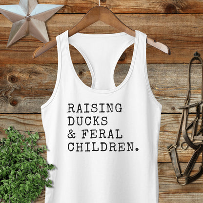 Raising Ducks & Feral Children Racerback Tank