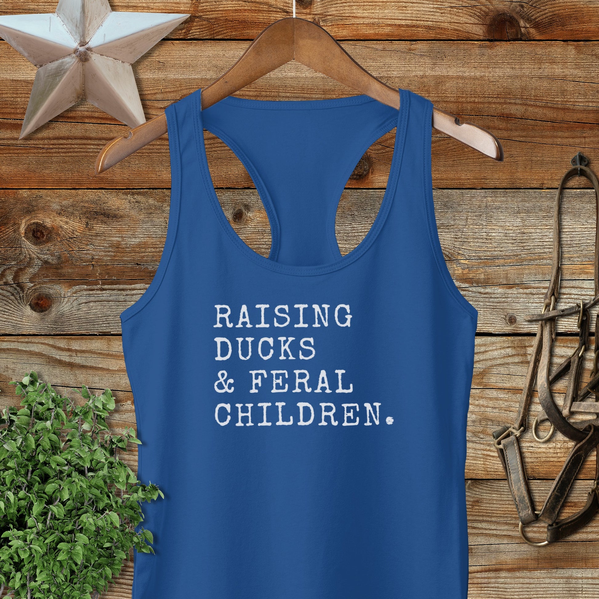 Raising Ducks & Feral Children Racerback Tank