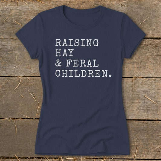 Raising Hay  Feral Children Ladies Tee - Navy