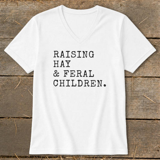Raising Hay  Feral Children V-neck - White