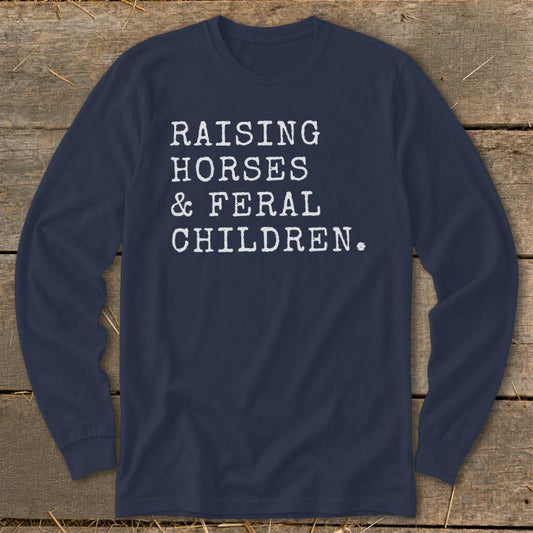 Raising Horses  Feral Children Long Sleeve Tee - Navy