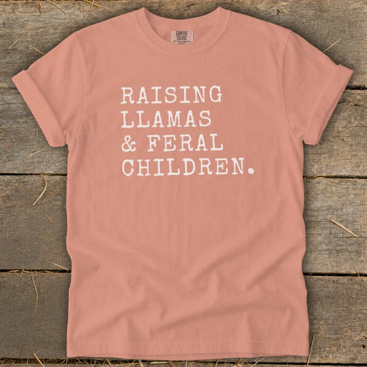Raising Llamas  Feral Children Signature Tee - Terracotta