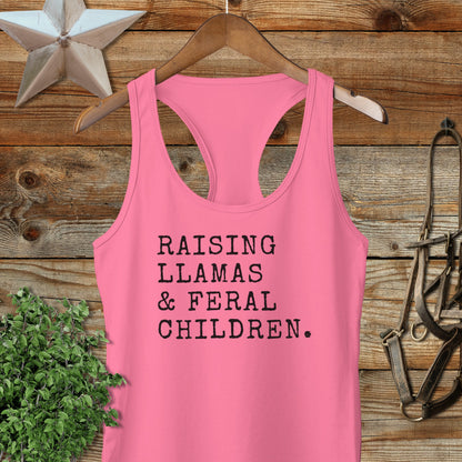 Raising Llamas & Feral Children Racerback Tank
