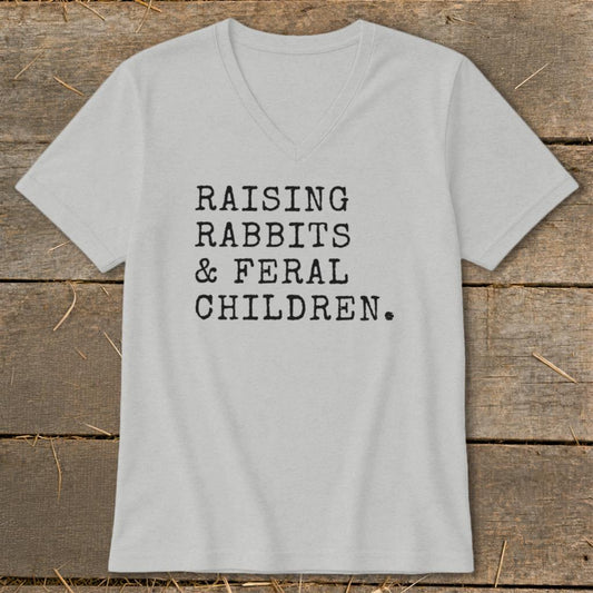 Raising Rabbits  Feral Children V-neck - Athletic Heather