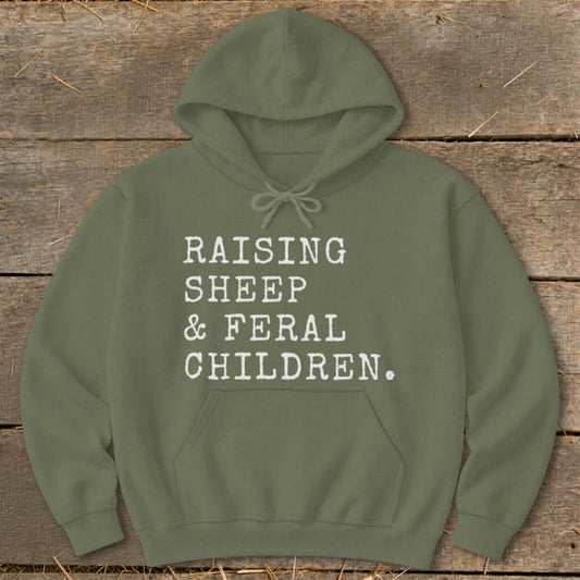 Raising Sheep  Feral Children Hoodie - Military Green