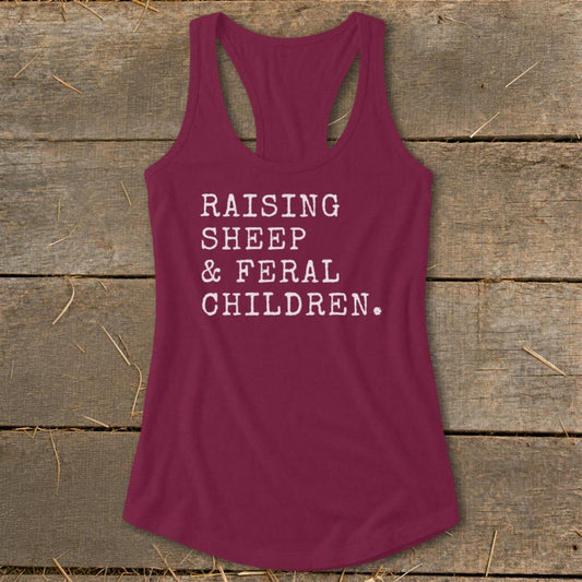 Raising Sheep  Feral Children Racerback Tank - Cardinal Red