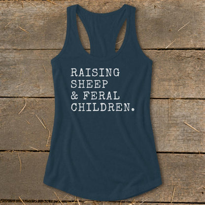 Raising Sheep & Feral Children Racerback Tank