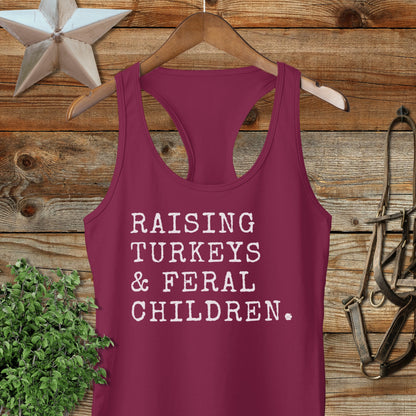 Raising Turkeys & Feral Children Racerback Tank