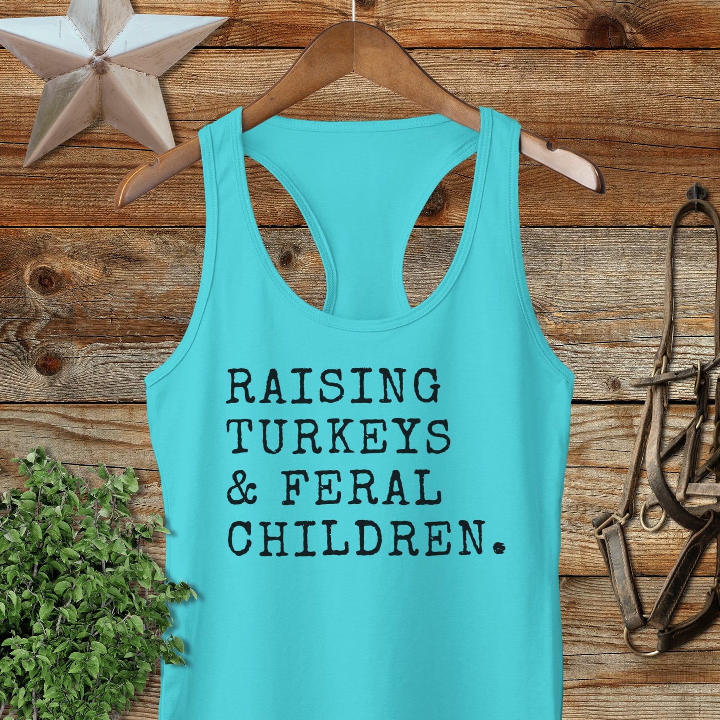 Raising Turkeys & Feral Children Racerback Tank