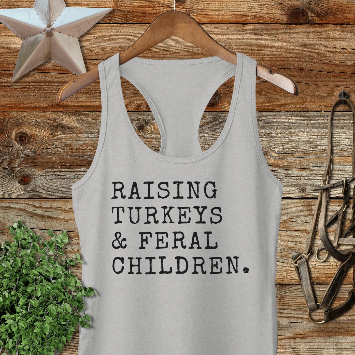 Raising Turkeys & Feral Children Racerback Tank
