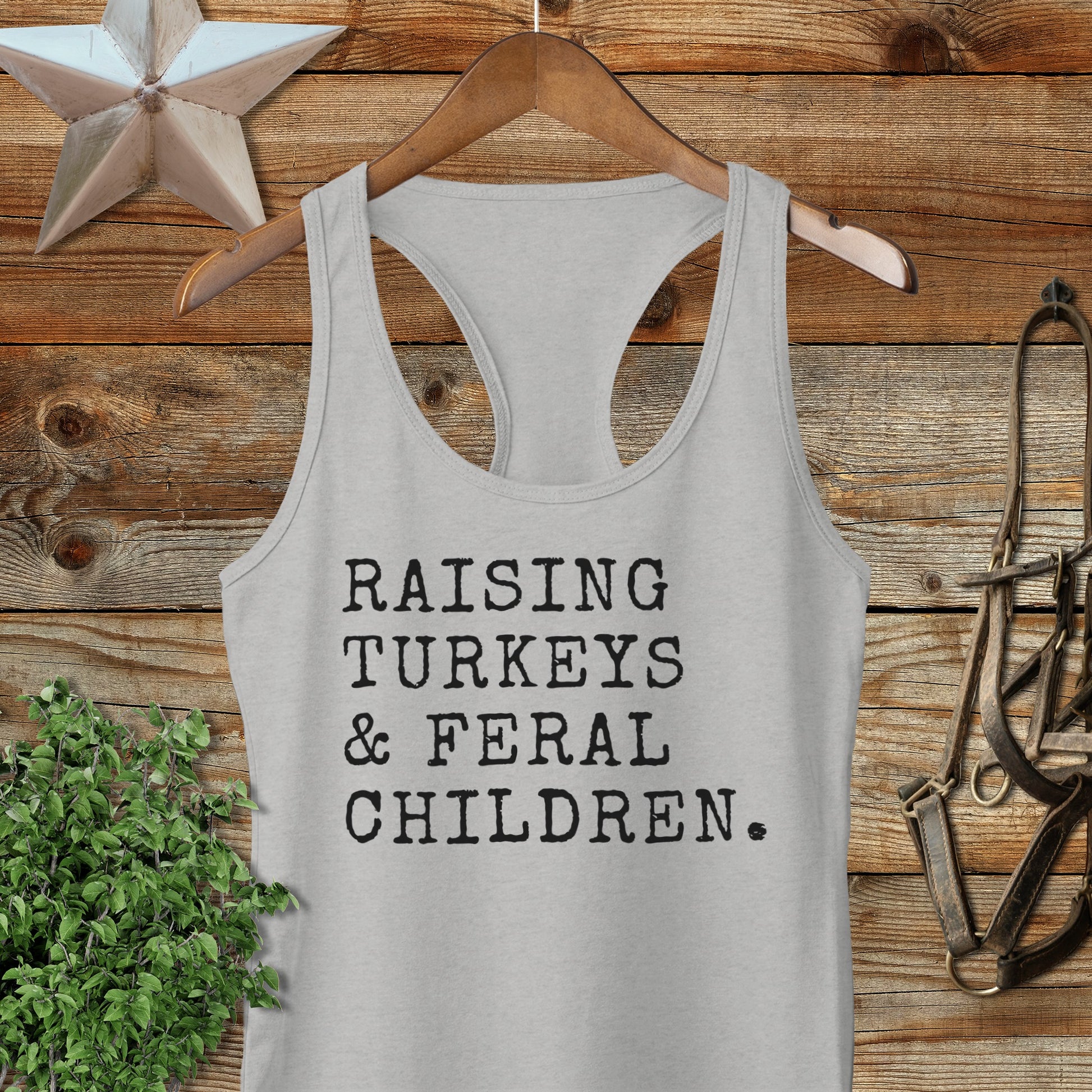 Raising Turkeys & Feral Children Racerback Tank