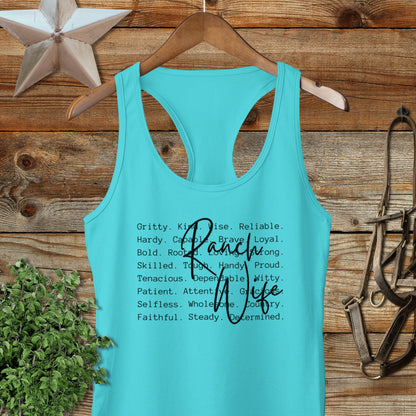 Ranch Wife Words Racerback Tank