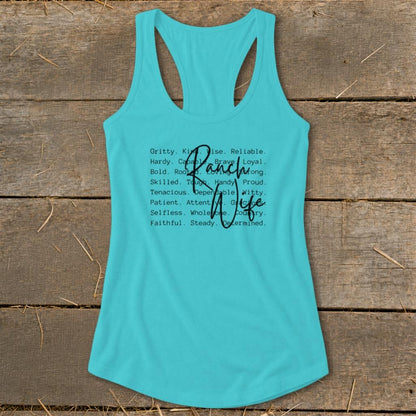 Ranch Wife Words Racerback Tank