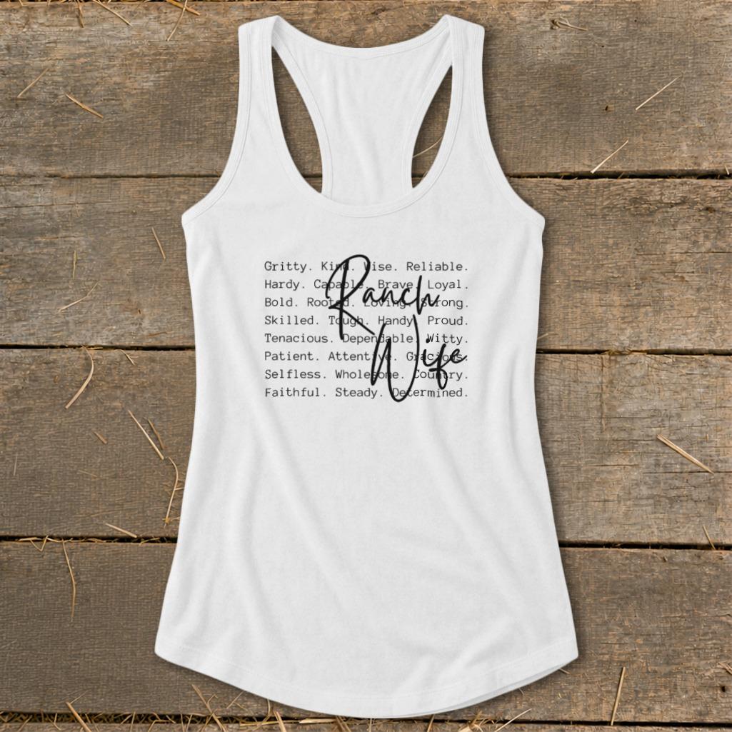 Ranch Wife Words Racerback Tank