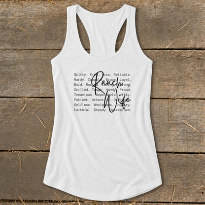 Ranch Wife Words Racerback Tank