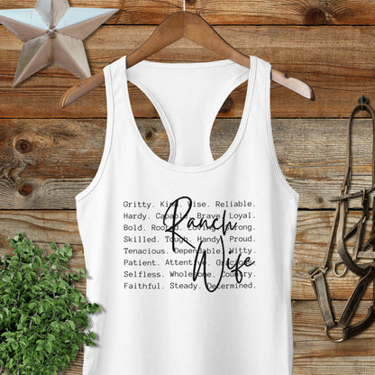 Ranch Wife Words Racerback Tank