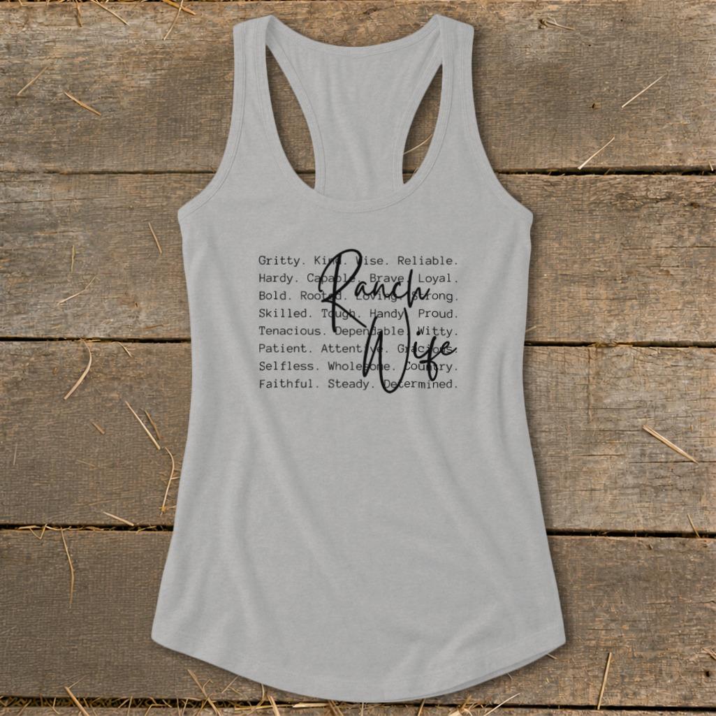 Ranch Wife Words Racerback Tank