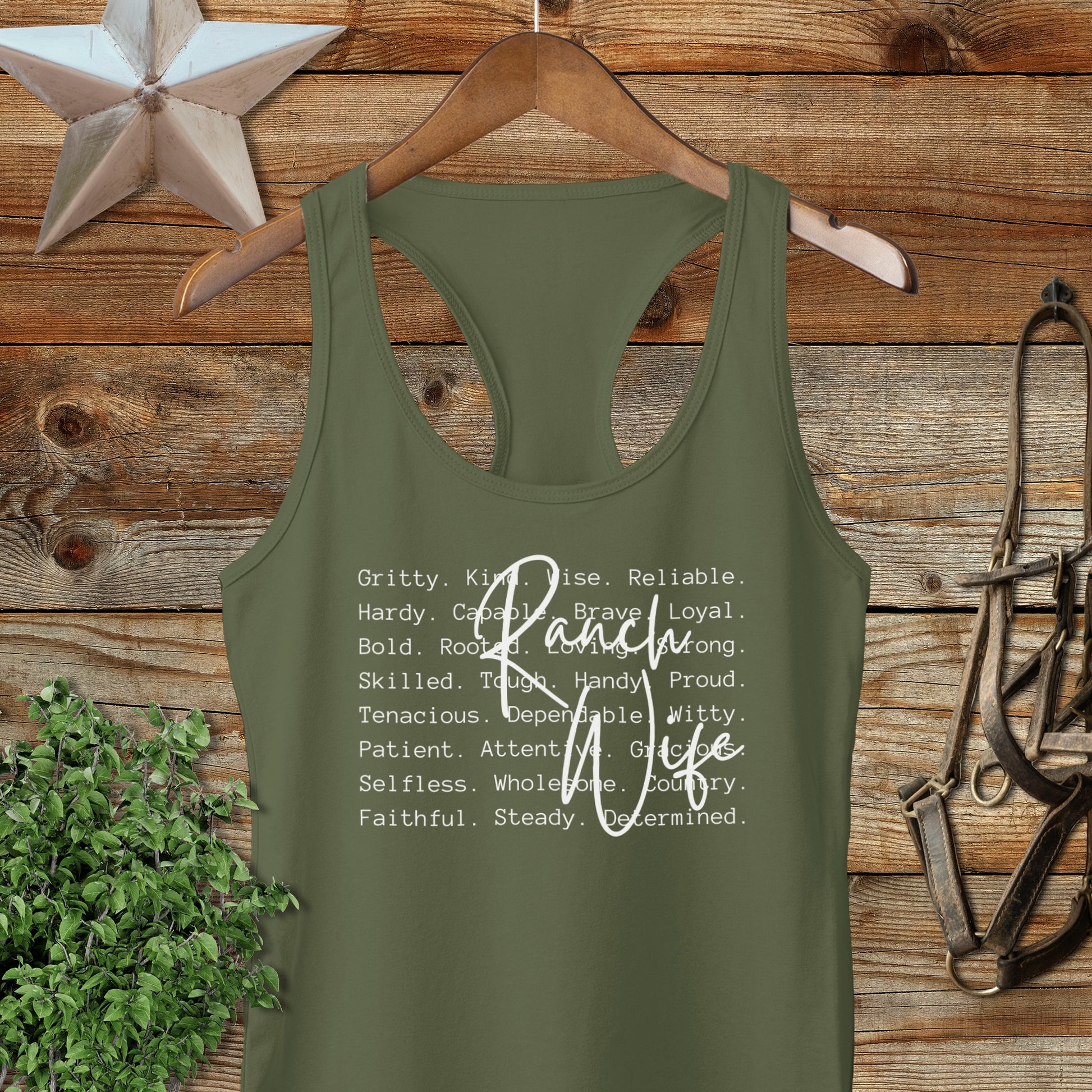 Ranch Wife Words Racerback Tank