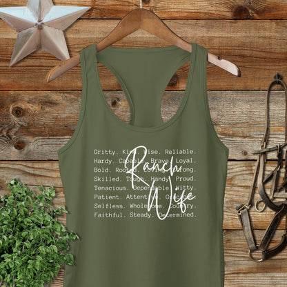 Ranch Wife Words Racerback Tank