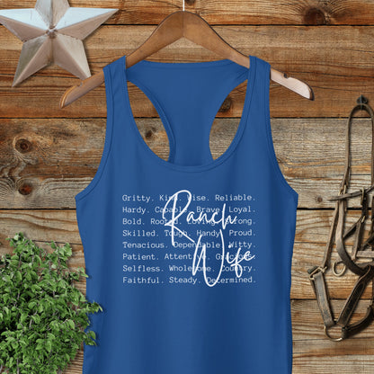 Ranch Wife Words Racerback Tank