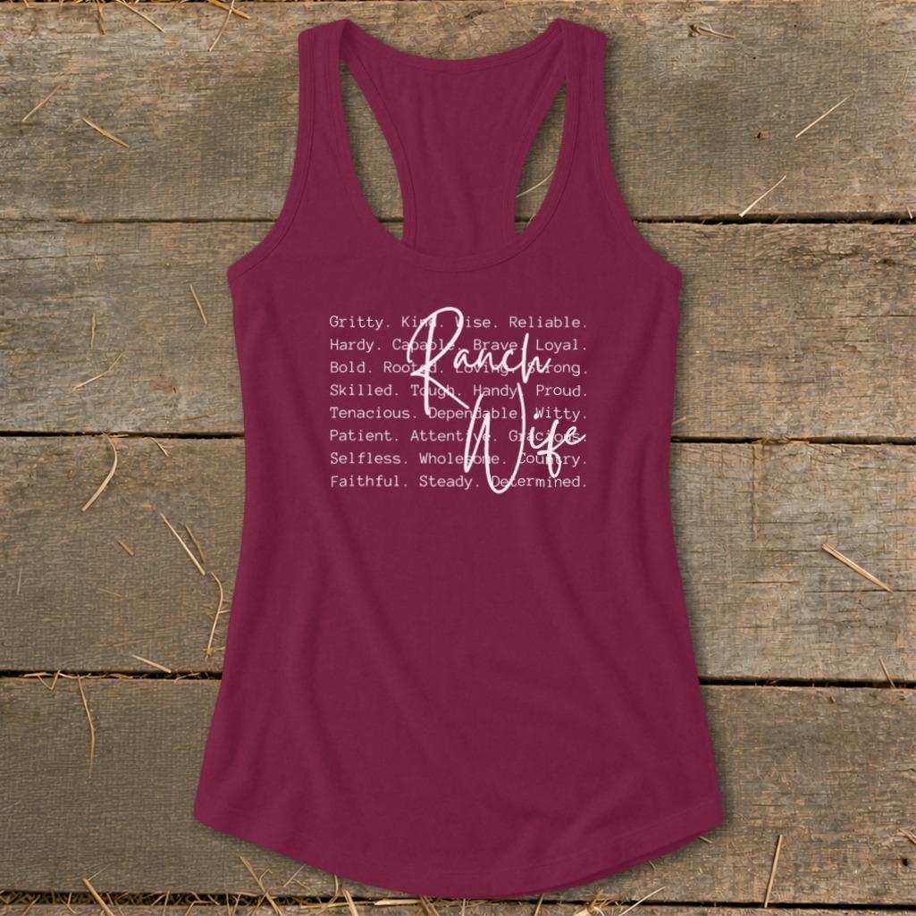 Ranch Wife Words Racerback Tank