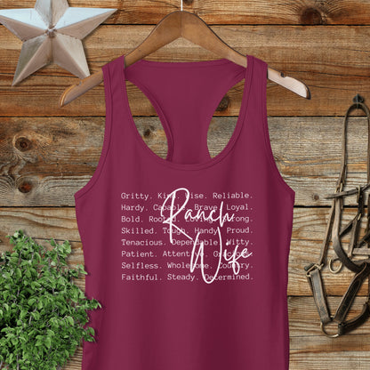 Ranch Wife Words Racerback Tank