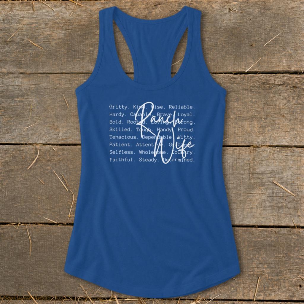 Ranch Wife Words Racerback Tank