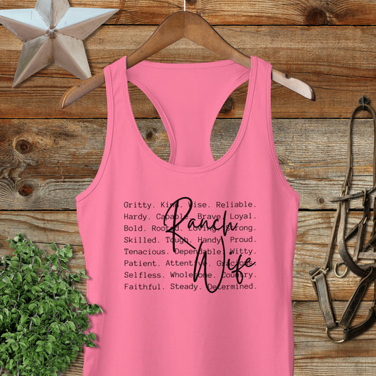 Ranch Wife Words Racerback Tank