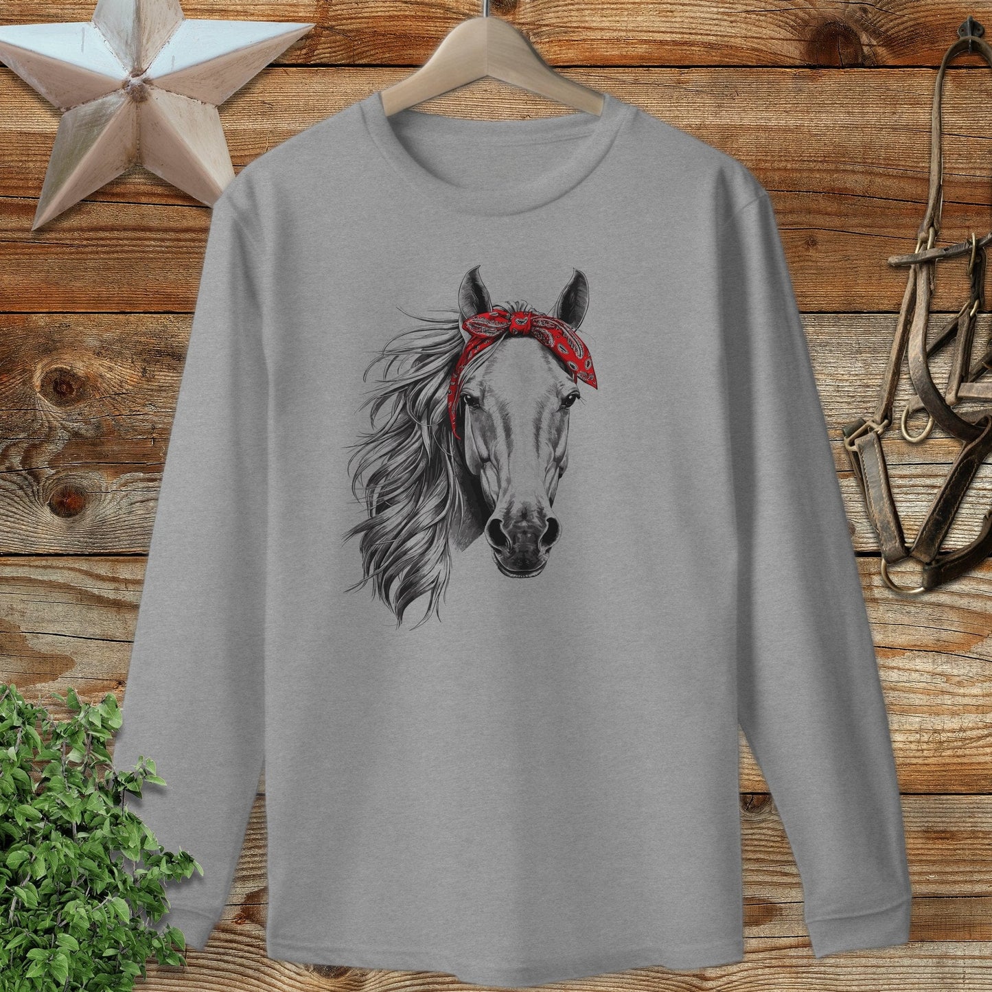Red Bandana Horse Long Sleeve Tee